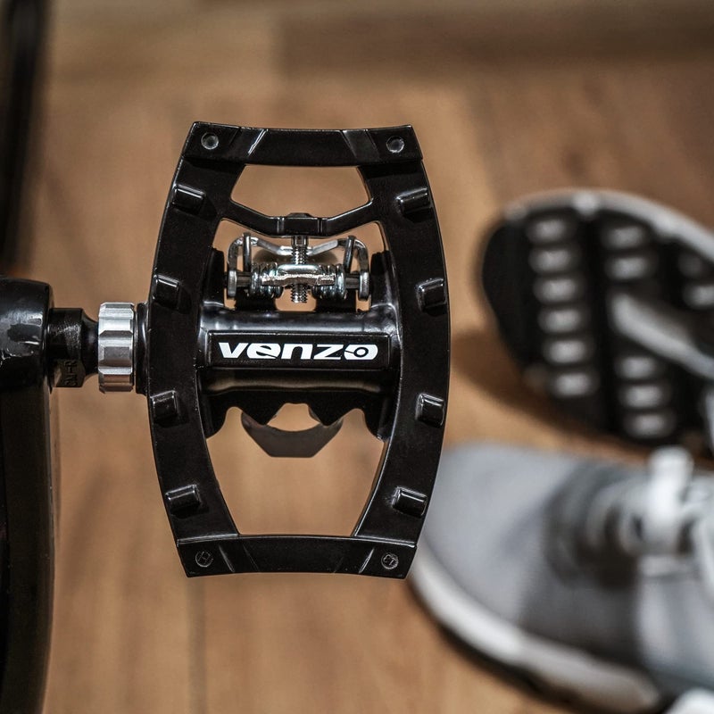 Venzo Dual Function Platform Multi-Use Compatible with Shimano SPD Mountain Bike Bicycle Sealed Clipless Pedals - Dual Platform Multi-Purpose - Great for Touring, Road, Trekking Bikes - Black - Image 5